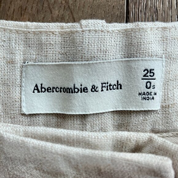 Abercrombie Sloane Linen Blend Wide Leg Trouser Pants Beige Size 25 Short - Picture 2 of 6